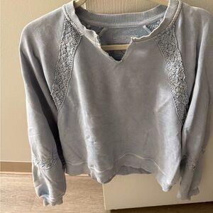 Aerie Light Blue Lace Accent Top